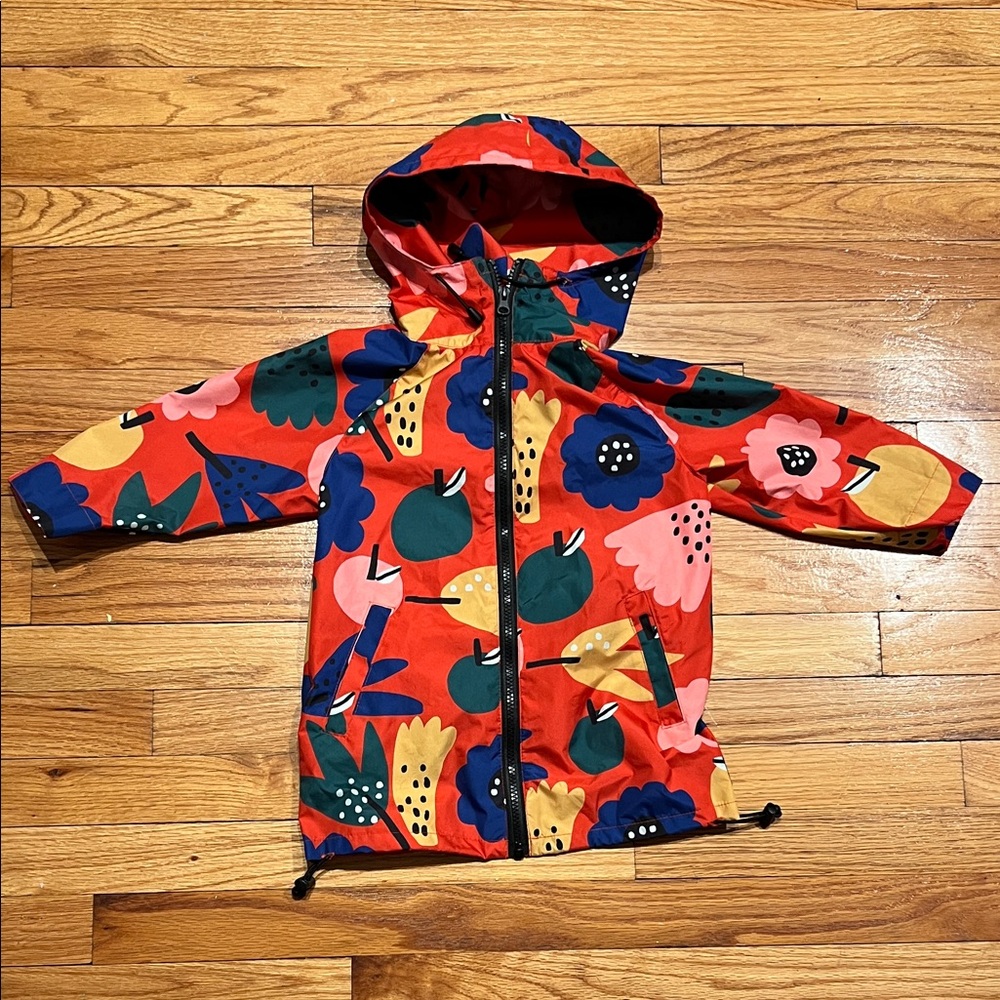Bright and Colorful Flower and Fruit Pattern light Anorak/ Raincoat w deep Hood